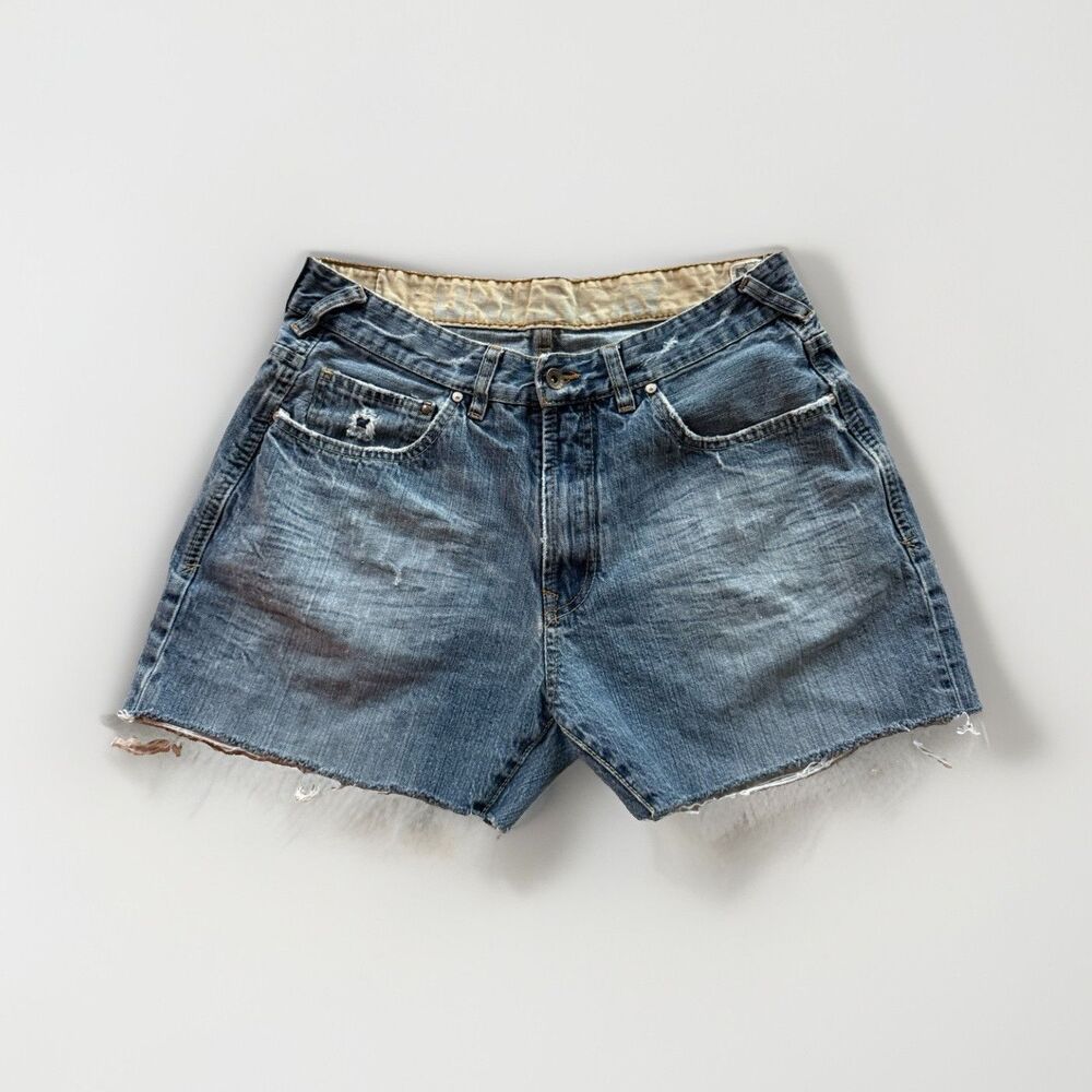 UNIONBAY Men's Blue Denim Cutoff Shorts Distressed Medium Wash 5-Pocket 3”